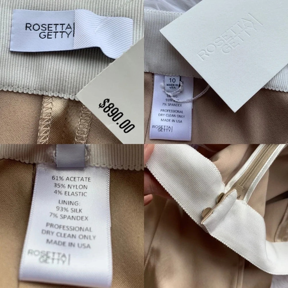 New Rosetta Getty Flared Leg Duchess Satin Pants Champagne Designer Luxury 10 - Picture 8 of 8